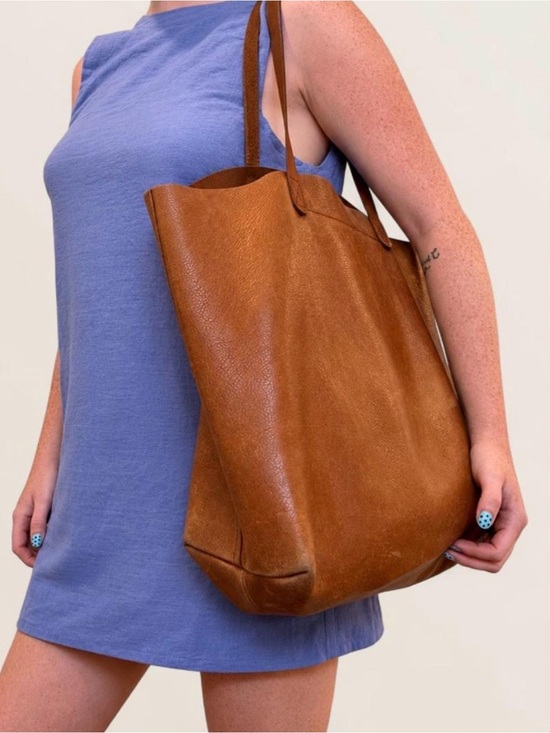 J. Crew Handbags - J. Crew Large Cognac Genuine Leather Tote